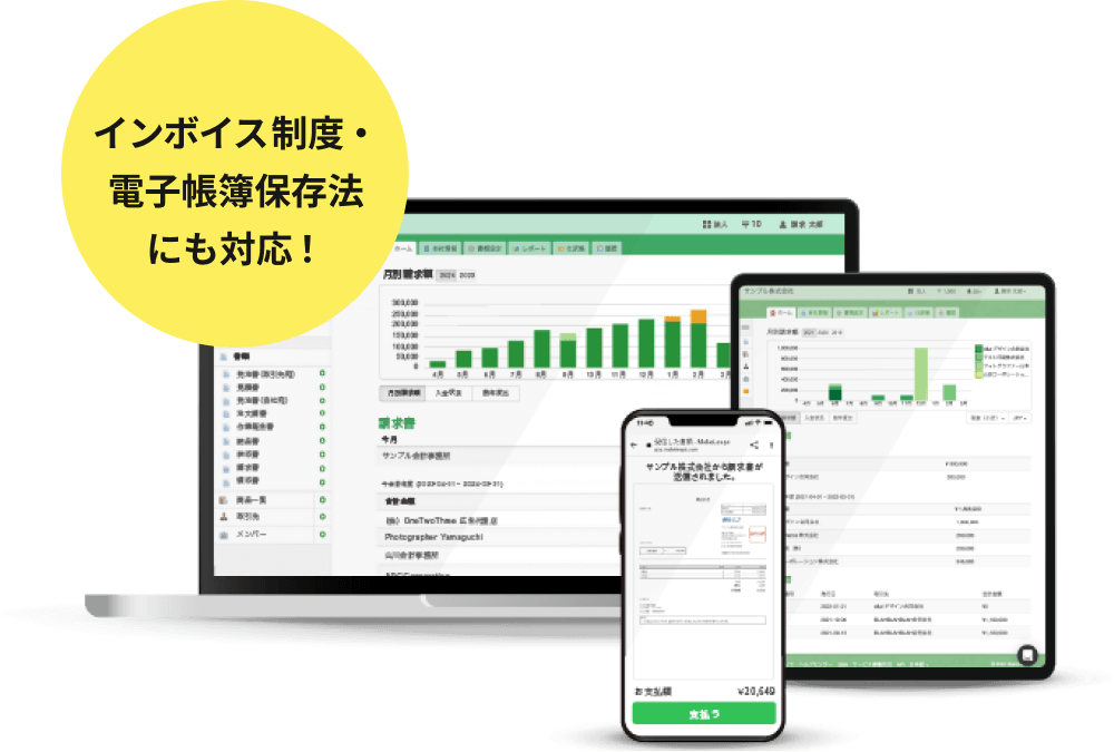 インボイス制度・電子帳簿保存法にも対応!