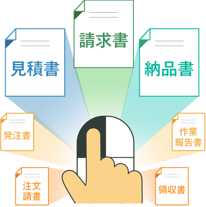 見積書・請求書・納品書をワンクリックで作成!シンプル&直感的なインターフェイスで、あらゆる書類作成を簡単に。