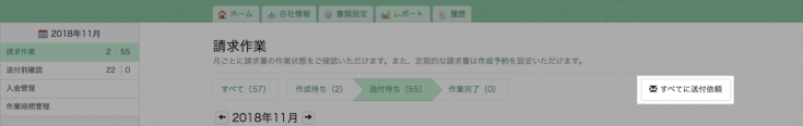 「全てに送付」ボタン